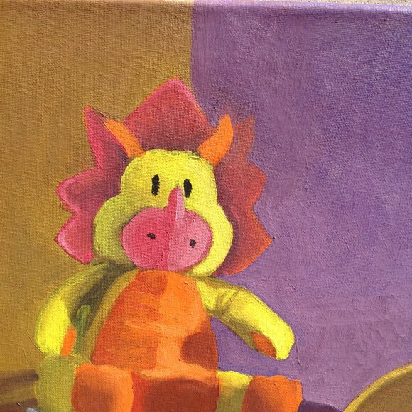 Unframed Original Art on Canvas "Favorite Plush Character Corner" 16" x 20" - Picture 5 of 12